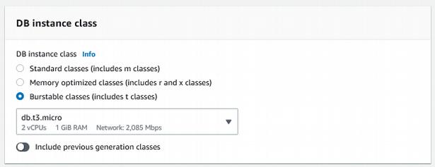 Migrate Postgres Database to AWS RDS using DMS 8 DB instanceClass